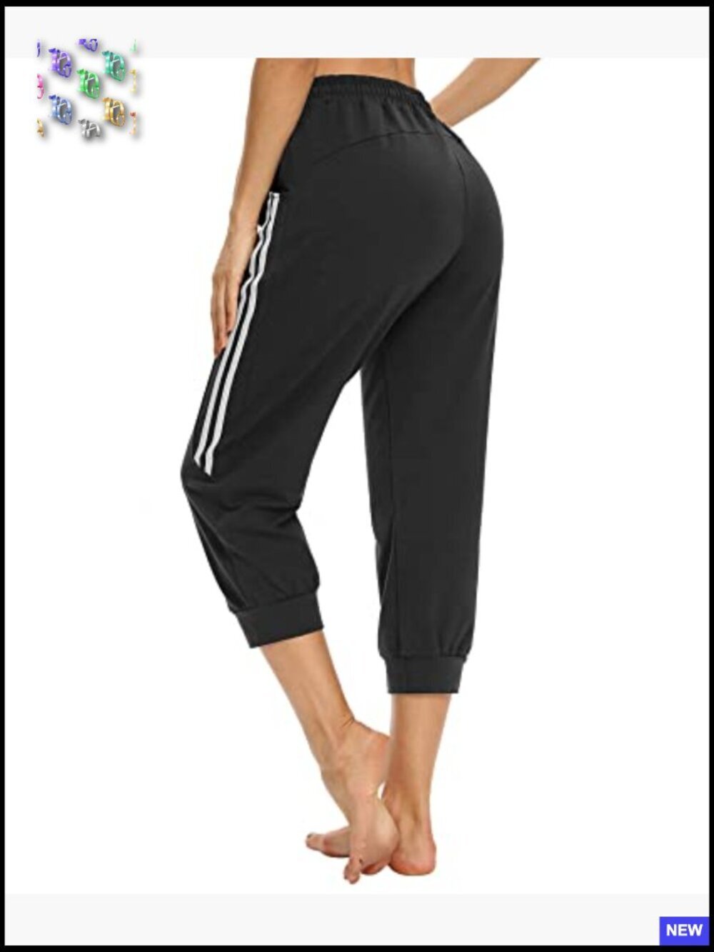 Womens Capri Sweatpants with Pockets Drawstring Cuffed Joggers Slim Fit Casual - Picture 3 of 7